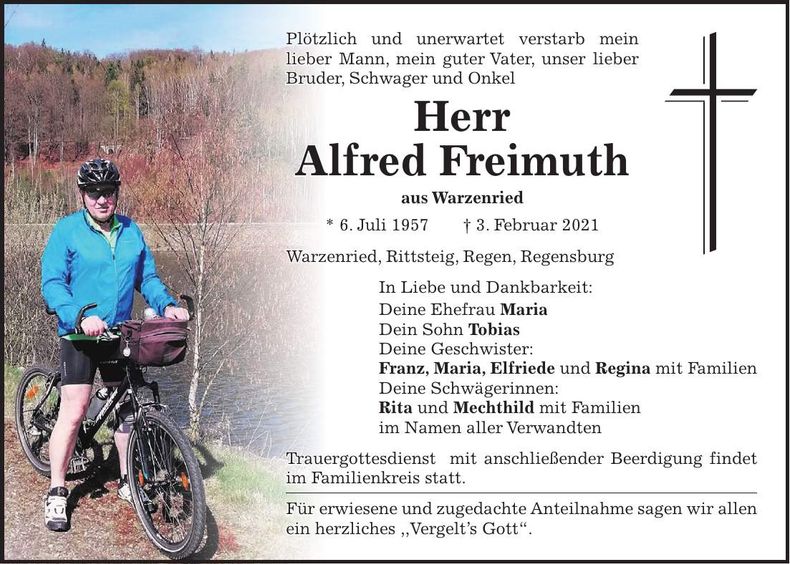 Traueranzeige Alfred Freimuth