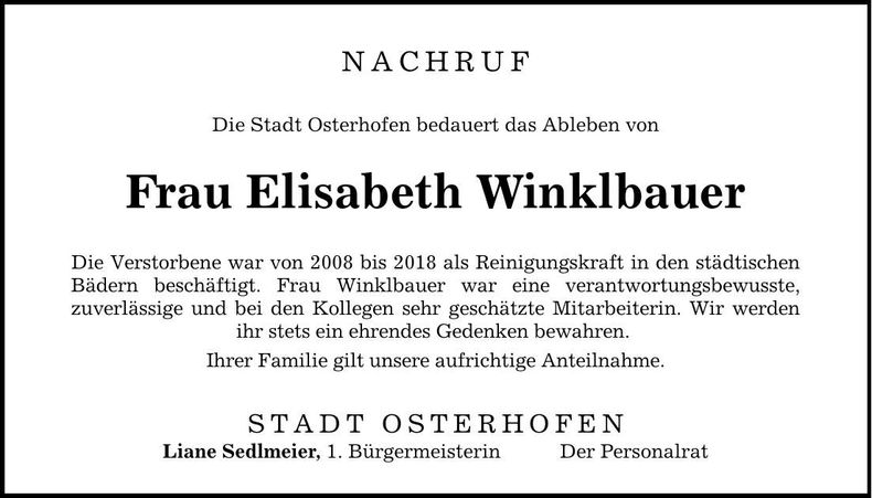 Traueranzeige Therese Söldenwagner