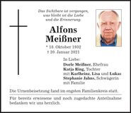Traueranzeige Alfons Meißner
