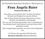 Traueranzeige Angela Baier