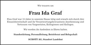 Traueranzeige Ida Graf