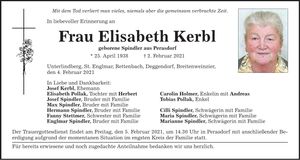 Traueranzeige Elisabeth Kerbl