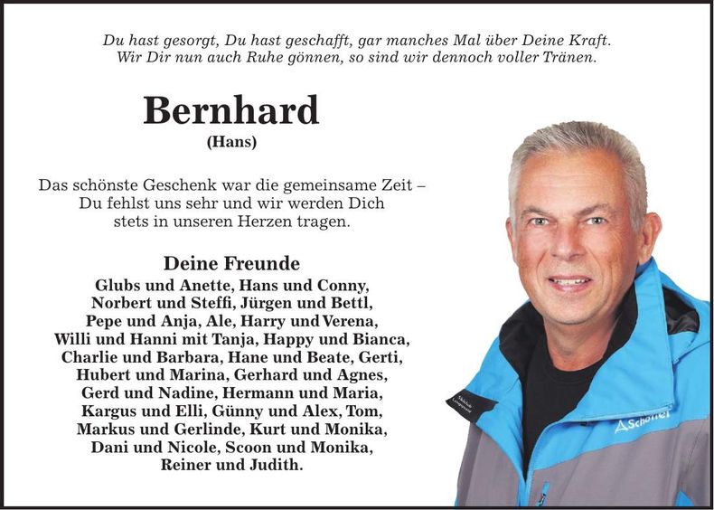 Traueranzeige Bernhard Beck
