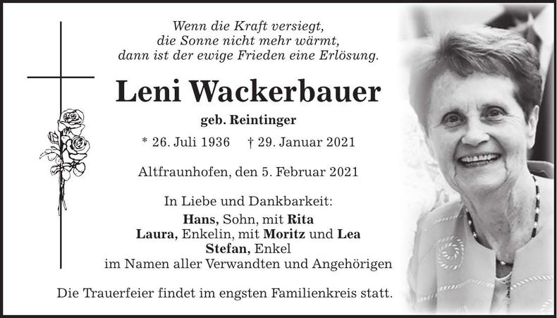 Traueranzeige Leni Wackerbauer
