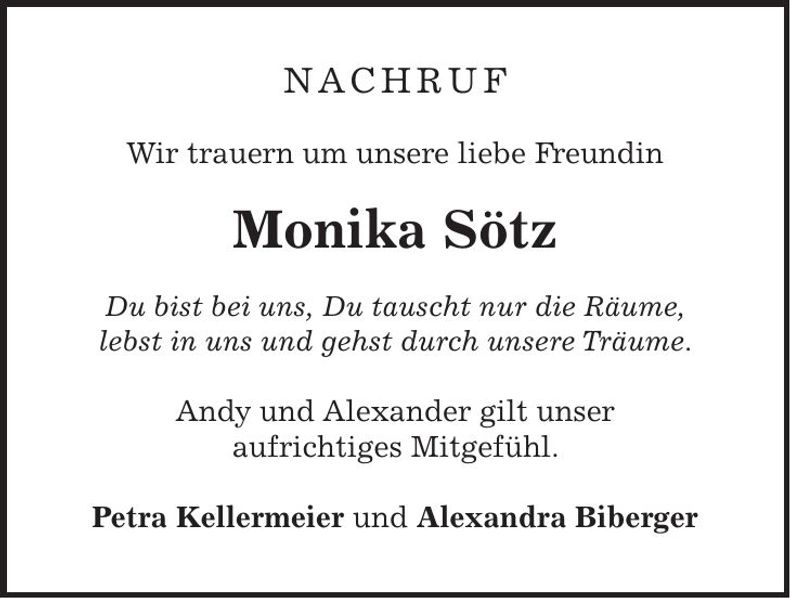 Traueranzeige Monika Sötz