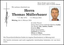 Traueranzeige Thomas Müllerbauer
