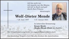 Traueranzeige Wolf-Dieter Mende