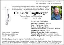 Traueranzeige Heinrich Englberger
