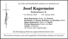 Traueranzeige Josef Kagermeier