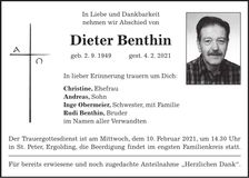 Traueranzeige Dieter Benthin