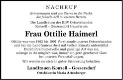Traueranzeige Ottilie Haimerl