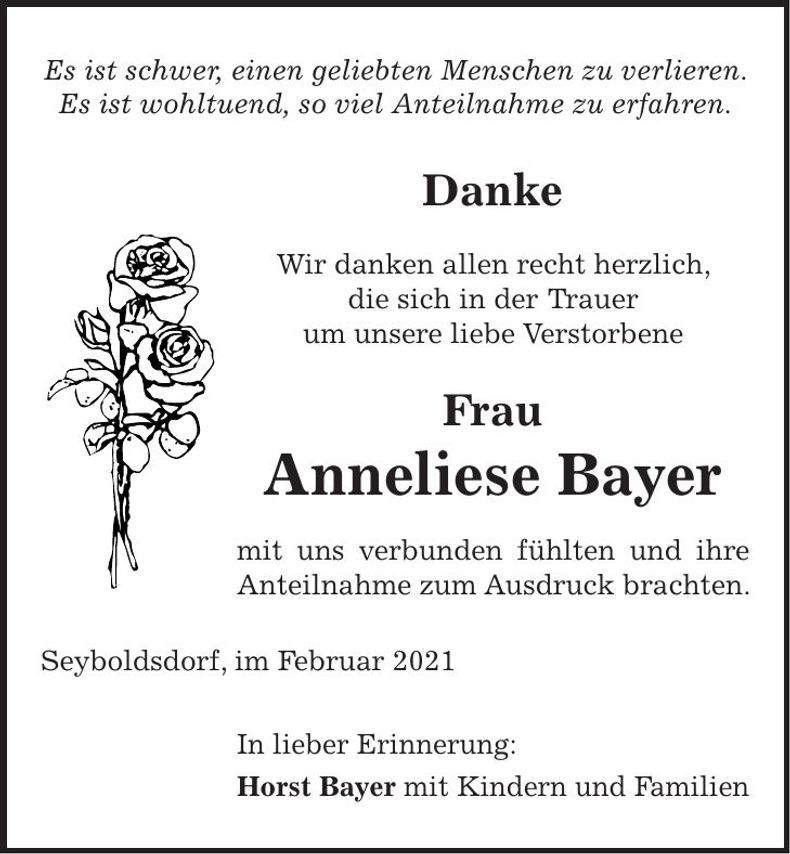 Traueranzeige Anneliese Bayer