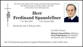 Traueranzeige Ferdinand Spannfellner