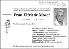 Traueranzeige Elfriede Moser