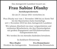 Traueranzeige Sabine Dlauhy