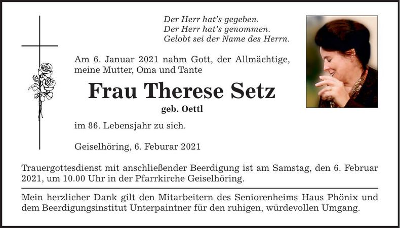 Traueranzeige Therese Setz