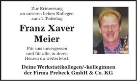 Traueranzeige Franz Xaver Meier