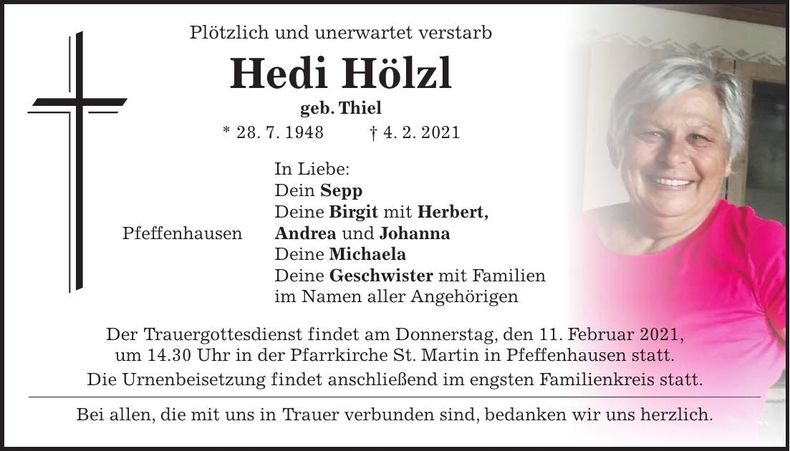 Traueranzeige Hedi Hölzl