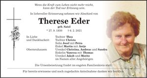 Traueranzeige Therese Eder