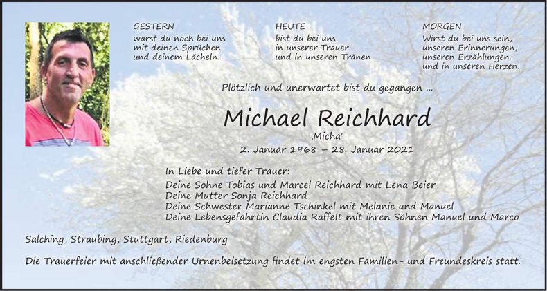 Traueranzeige Michael Reichhard