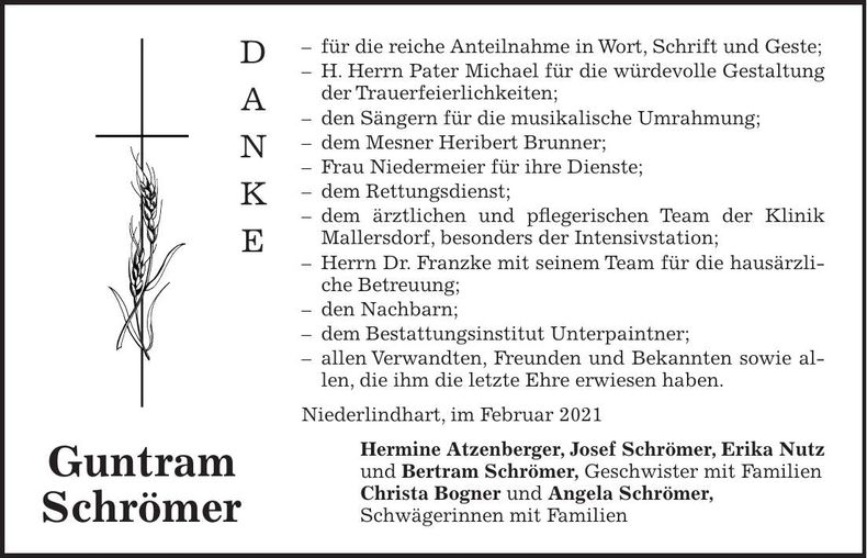 Traueranzeige Guntram Schrömer