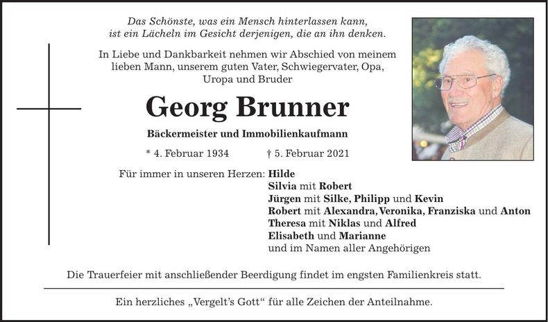 Traueranzeige Georg Brunner