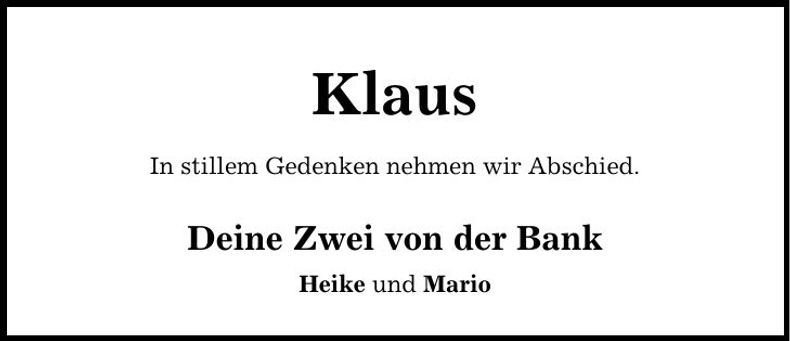 Traueranzeige Klaus Hopf