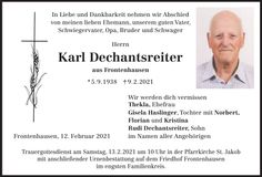 Traueranzeige Karl Dechntsreiter