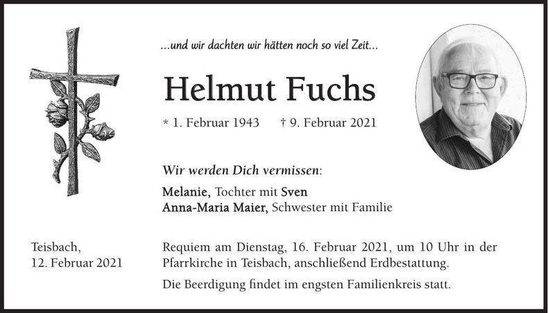 Traueranzeige Helmut Fuchs