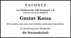 Traueranzeige Gustav Kossa