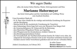 Traueranzeige Marianne Habermeyer