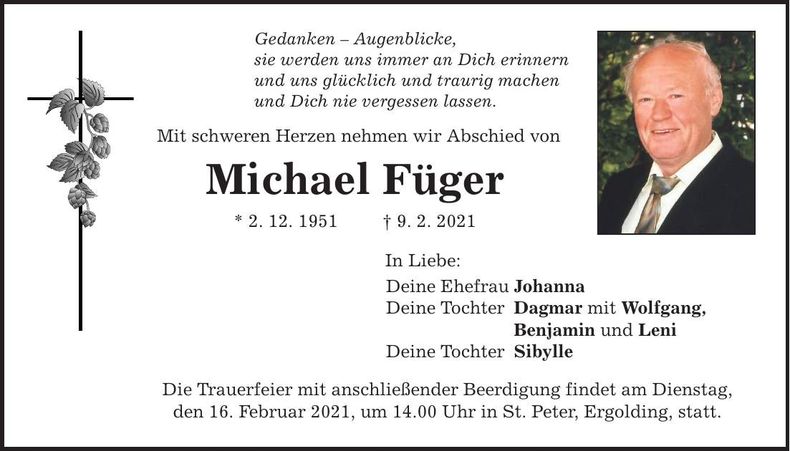 Traueranzeige Michael Füger