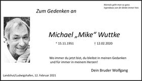 Traueranzeige Michael Wuttke