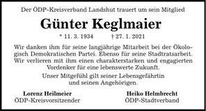 Traueranzeige Günter Keglmaier