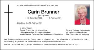 Traueranzeige Carin Brunner