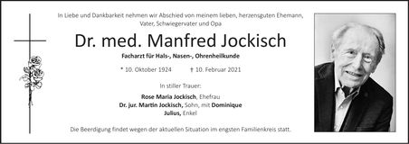 Traueranzeige Manfred Jockisch