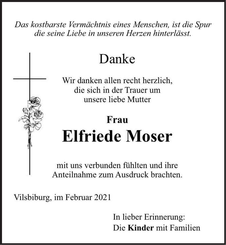 Traueranzeige Elfriede Moser