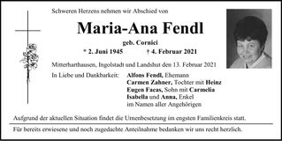 Traueranzeige Maria-Ana Fendl