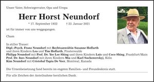 Traueranzeige Horst Neundorf