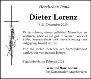 Traueranzeige Dieter Lorenz