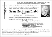 Traueranzeige Notburga Liebl