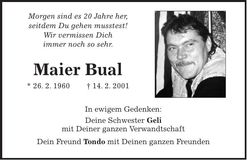 Traueranzeige Bual Maier