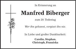 Traueranzeige Manfred Biberger