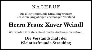 Traueranzeige Weindl Xaver