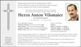Traueranzeige Anton Vilsmaier