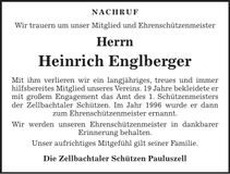 Traueranzeige Heinrich Englberger