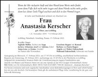 Traueranzeige Anastasia Kerscher