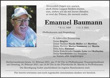 Traueranzeige Emanuel Baumann
