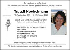 Traueranzeige Traudl Hechelmann