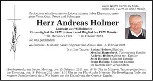 Traueranzeige Andreas Holmer